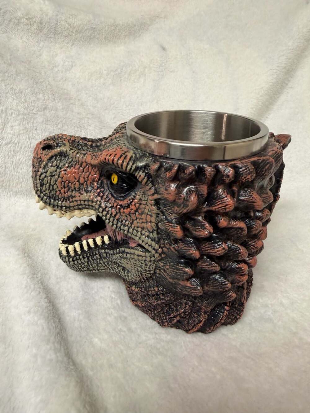 Jurassic 3D T-Rex Dinosaur Head Skull Coffee Mug Stainless Steel Liner - Picture 5 of 9